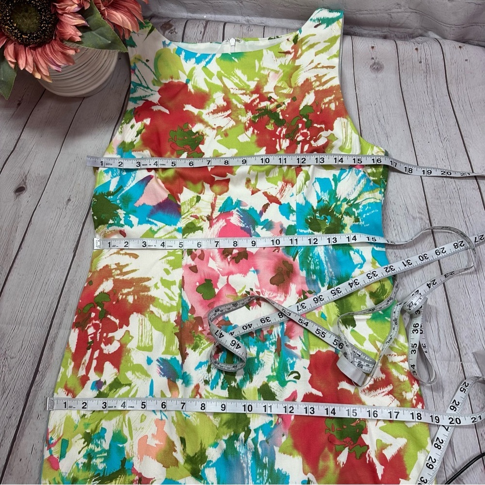 Leslie Fay Floral sleeveless sheath pencil Dress sz 6 coastal beach tropical - Picture 4 of 6